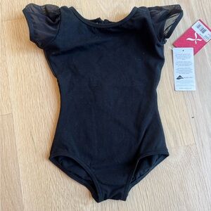Capezio Black Bodysuit with Ruffle Sleeves